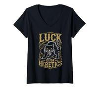 Femme Black Cat Luck, C'est pour Les sorcières hérétiques T-Shirt avec Col en V