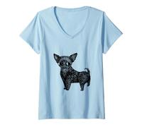 Femme Black Chihuahua T-Shirt avec Col en V