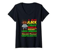 Femme Black Child Magical Kids Mois de l'histoire des Noirs T-Shirt avec Col en V