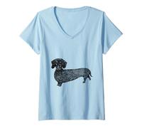 Femme Black Dachshund T-Shirt avec Col en V