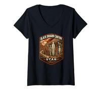 Femme Black Dragon Canyon, Utah T-Shirt avec Col en V