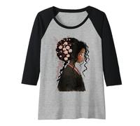 Femme Black Girl Asian Heritage Culture Blossom Cherry Sakura Manche Raglan