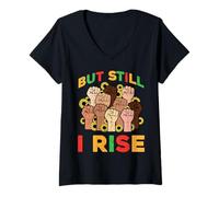 Femme Black History Fists But Still I Rise Africain Hommes Femmes Enfants T-Shirt avec Col en V