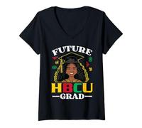 Femme Black History Girl Future HBCU Grad Africain Girls Kids Women T-Shirt avec Col en V