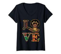Femme Black History Love Afro Girl Afro American Girls Kids T-Shirt avec Col en V