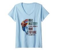 Femme Black History Month Our History is Our Strength T-Shirt avec Col en V