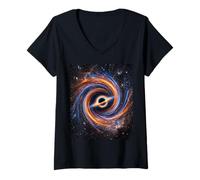 Femme Black Hole Space Vortex Disque d'accrétion Motion Concept T-Shirt avec Col en V