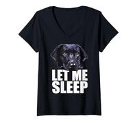 Femme Black Lab Let Me Sleep Labrador Retriever, amoureux des chiens noirs T-Shirt avec Col en V