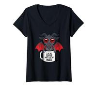 Femme Black Magic Mignon Occulte Café Compagnon T-Shirt avec Col en V