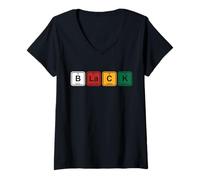 Femme Black Noirs Histoire des Gens Fiers Éléments T-Shirt avec Col en V