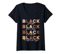 Femme Black Pride Melanin Afro American Every Fier Queen & King T-Shirt avec Col en V