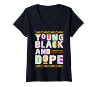 Femme Black Pride Melanine Afro-American Every Dope Queen & King T-Shirt avec Col en V