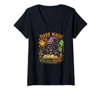 Femme Black Pug Wizard Halloween Dark Magic nécessite des T-Shirt avec Col en V