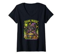 Femme Black Pug Wizard Halloween Dark Magic nécessite des T-Shirt avec Col en V