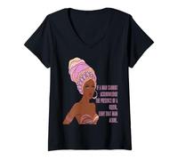 Femme Black Queen African SI un homme ne peut pas reconnaître Queen Leave T-Shirt avec Col en V