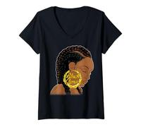 Femme Black Queen Gen X 90s Boucles d'oreilles en bambou pour femme T-Shirt avec Col en V