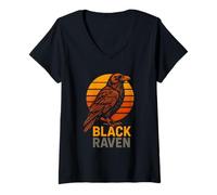 Femme Black Raven Night Raven Dark Academia Femme T-Shirt avec Col en V