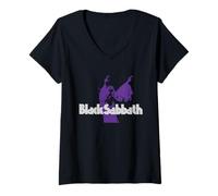 Femme Black Sabbath Official Purple Ozzy T-Shirt avec Col en V
