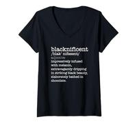 Femme BLACKNIFICENT Dictionnaire Black History Month Pride Meme T-Shirt avec Col en V