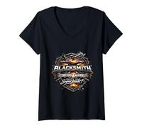 Femme Blacksmith I Bend Steel Quel est Votre Super Forgeron T-Shirt avec Col en V