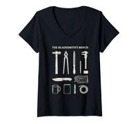Femme Bladesmith Couteau à Enclume Forge Smith T-Shirt avec Col en V