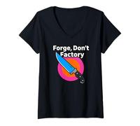 Femme Bladesmith Forge Don't Factory Knife Maker T-Shirt avec Col en V
