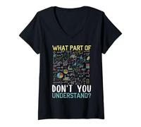 Femme Blague Amusante pour Professeur de mathématiques What Part of Don't You Understand T-Shirt avec Col en V