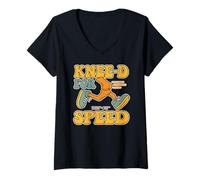 Femme Blague de Course à Pied sur Le Remplacement du Genou Knee-D for Speed T-Shirt avec Col en V