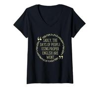 Femme Blague de Grammaire Anglaise appropriée pour Les Enseignants, écrivains et éditeurs T-Shirt avec Col en V