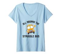Femme Blague Humoristique All Aboard The Struggle Bus T-Shirt avec Col en V