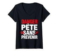 Femme Blague Peter Humour beauf Caca pète sans prévenir prout T-Shirt avec Col en V