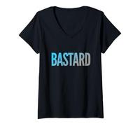 Femme Blagues de bâtard drôles, Texte en Un Mot, drôle pour Les salauds T-Shirt avec Col en V