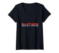 Femme Blagues de bâtard drôles, Texte en Un Mot, drôle pour Les salauds T-Shirt avec Col en V