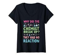 Femme Blagues de chimie drôles sujet scolaire chimiste professeur de sciences T-Shirt avec Col en V