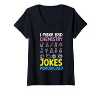 Femme Blagues de chimie drôles sujet scolaire chimiste professeur de sciences T-Shirt avec Col en V