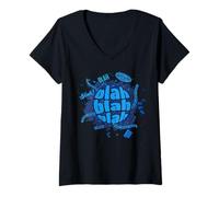 Femme Blah Blah Blah - Parce Que Parfois, C'est Juste du Bruit. Graphique T-Shirt avec Col en V