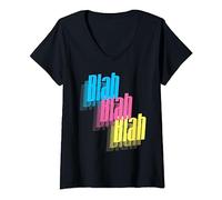 Femme Blahblahblah Blablabla Blah Bla Blabla Poivre blanc T-Shirt avec Col en V