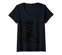 Femme Blame It All on My Roots Bottes de Campagne Noir T-Shirt avec Col en V