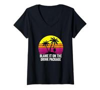 Femme Blame It on The Drink Joke Vacation Humour T-Shirt avec Col en V