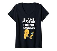 Femme Blame It on The Drink Package Cruise Humour Drunk Inebriated T-Shirt avec Col en V