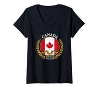 Femme Blason Canada A Mari Usque Ad Mare Est 1867 T-Shirt avec Col en V