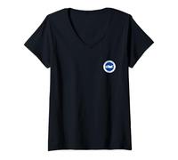 Femme Blason du Brighton FC T-Shirt avec Col en V