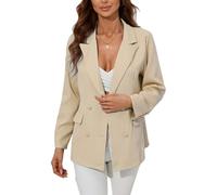 Femme Blazer Blazer Croisé À Manches Longues pour Femme Veste Formelle À Revers Crantés Haut Élégant Classique Coupe Slim Manteau De Travail De Bureau Cardigan Ouvert sur Le Devant Veste De Co