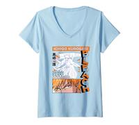 Femme Bleach Ichigo Kurosaki Mangazine Cover Collage Anime T-Shirt avec Col en V