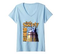 Femme Bleach Seireitei Soul Society Cityscape with Kanji Anime T-Shirt avec Col en V