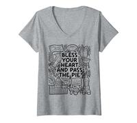 Femme Bless My Heart and Pass the Pie - Southern Charm T-Shirt avec Col en V