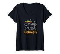 Femme Bless UP Vêtements Reggae Rasta Homme & Femme Selassie T-Shirt avec Col en V