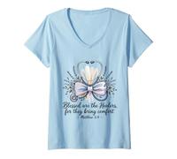 Femme Blessed are The Healers T-Shirt avec Col en V