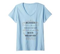 Femme Blessed are Those Who Have Not Seen John 20:29 Pâque T-Shirt avec Col en V