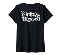Femme Blessed Beyond Measure Simply Blessed Blessing au dos T-Shirt avec Col en V